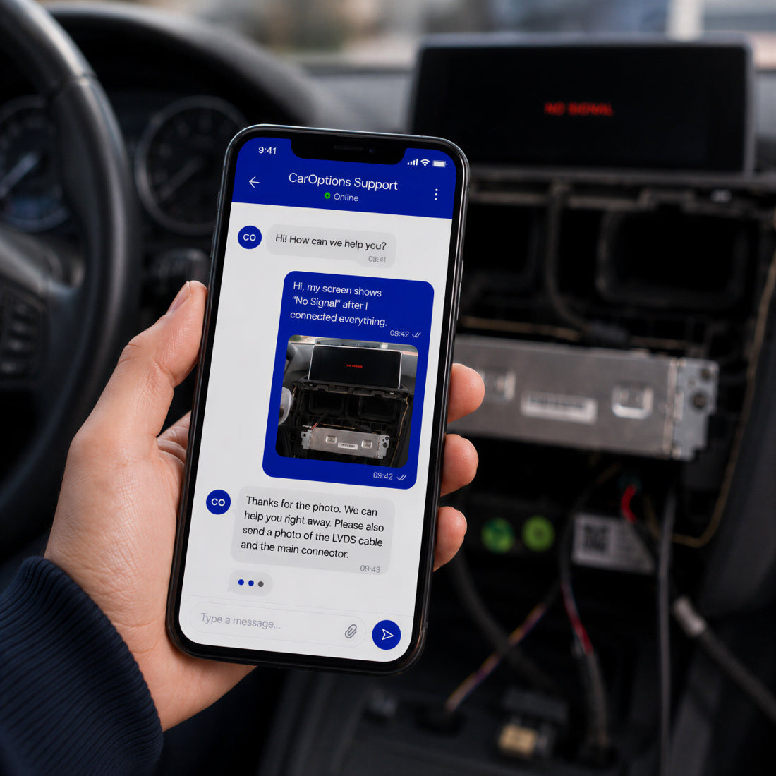 CarOptions installation support via smartphone