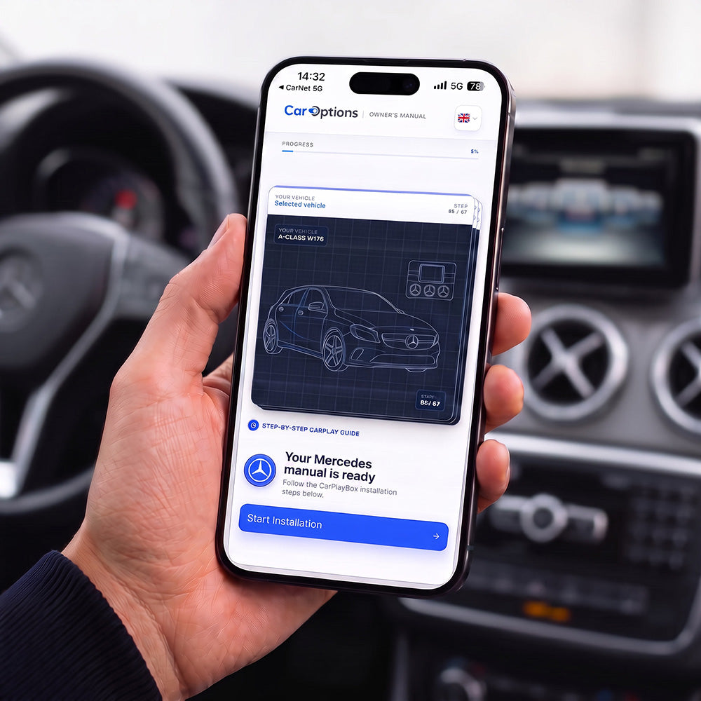 Digital CarOptions manual on a smartphone