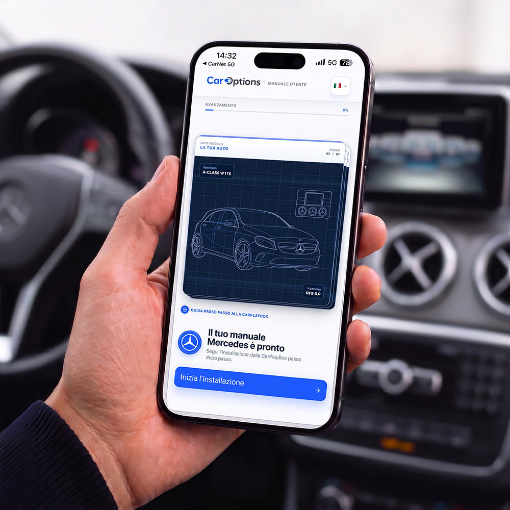 Manuale digitale CarOptions visualizzato su uno smartphone